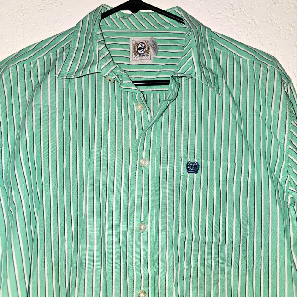 Cinch Mint Green Striped Boy's Shirt Xl 16/18